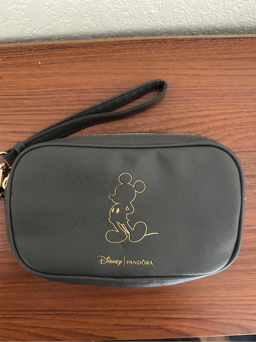 Pandora Black and Gold Mickey Wristlet Jewelry Pouch